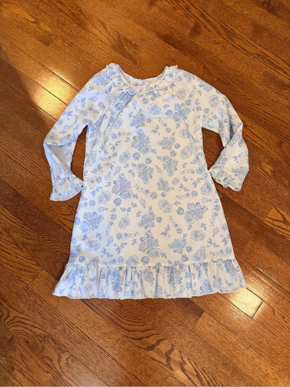 Sweet Dreams Blue and White Floral Girls Nightgown
